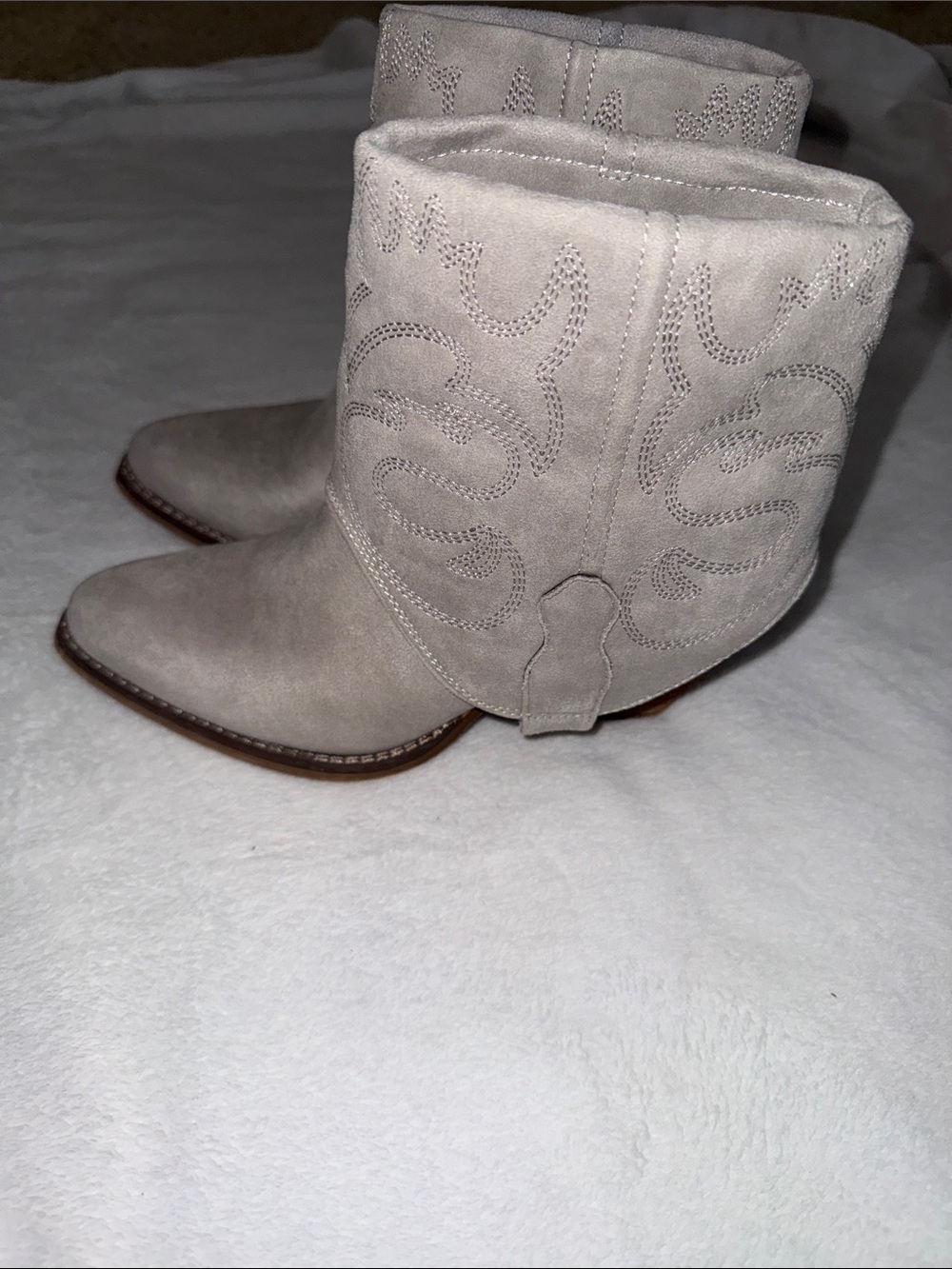 Women's Grey Suede Western Ankle Boots